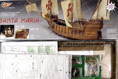 Balení stavebnice modelu lodi Santa Maria Mantua MM775, www.modely-lodi.cz